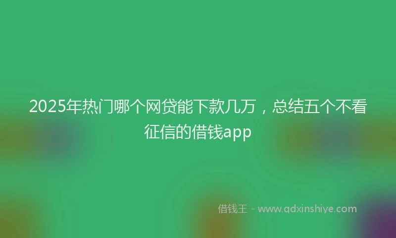 2025年热门哪个网贷能下款几万，总结五个不看征信的借钱app