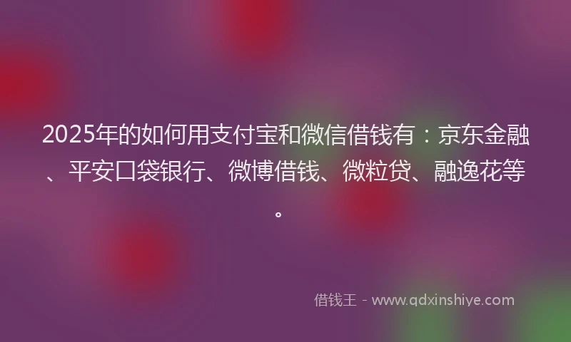 2025年的如何用支付宝和微信借钱有：京东金融、平安口袋银行、微博借钱、微粒贷、融逸花等。