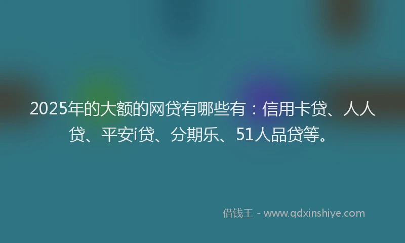 2025年的大额的网贷有哪些有：信用卡贷、人人贷、平安i贷、分期乐、51人品贷等。