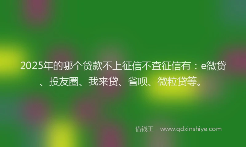 2025年的哪个贷款不上征信不查征信有：e微贷、投友圈、我来贷、省呗、微粒贷等。