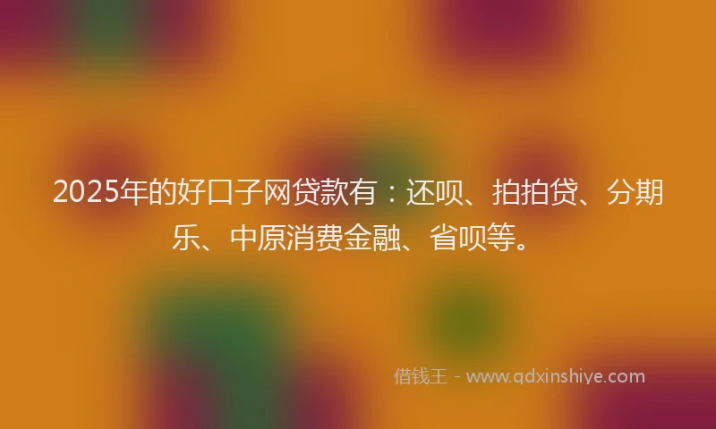 2025年的好口子网贷款有：还呗、拍拍贷、分期乐、中原消费金融、省呗等。