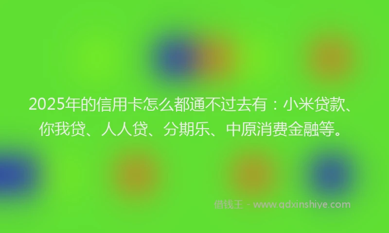 2025年的信用卡怎么都通不过去有：小米贷款、你我贷、人人贷、分期乐、中原消费金融等。