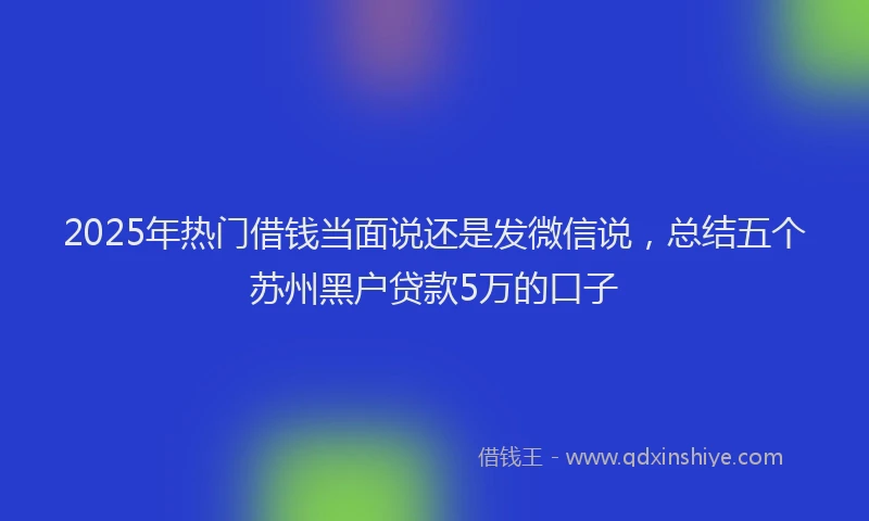 2025年热门借钱当面说还是发微信说，总结五个苏州黑户贷款5万的口子
