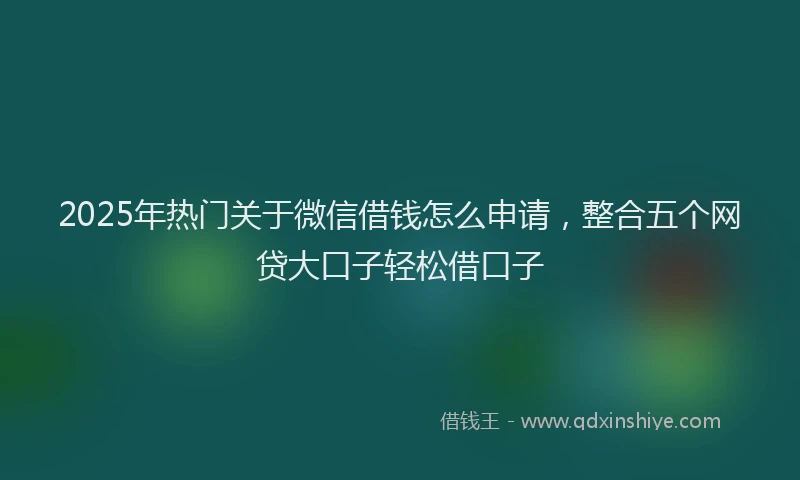 2025年热门关于微信借钱怎么申请，整合五个网贷大口子轻松借口子