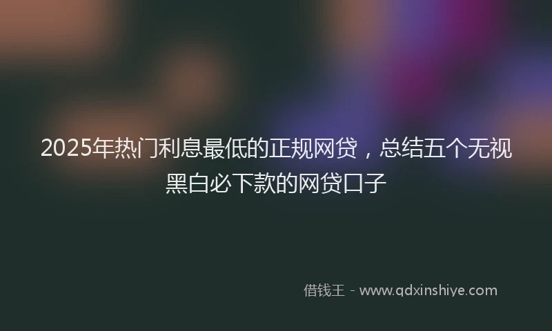 2025年热门利息最低的正规网贷，总结五个无视黑白必下款的网贷口子