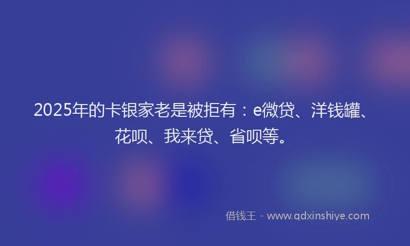 2025年的卡银家老是被拒有：e微贷、洋钱罐、花呗、我来贷、省呗等。