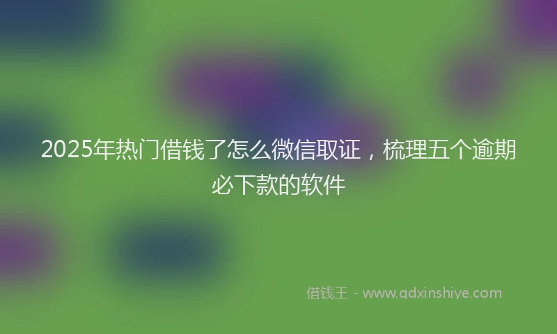 2025年热门借钱了怎么微信取证，梳理五个逾期必下款的软件