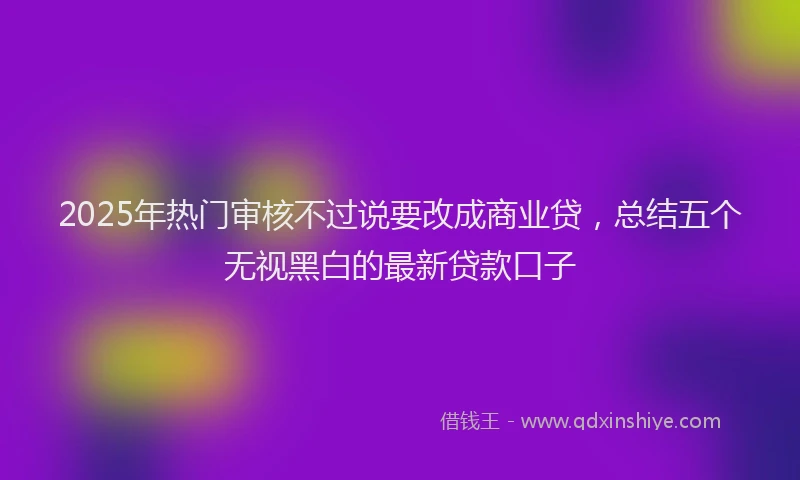 2025年热门审核不过说要改成商业贷，总结五个无视黑白的最新贷款口子