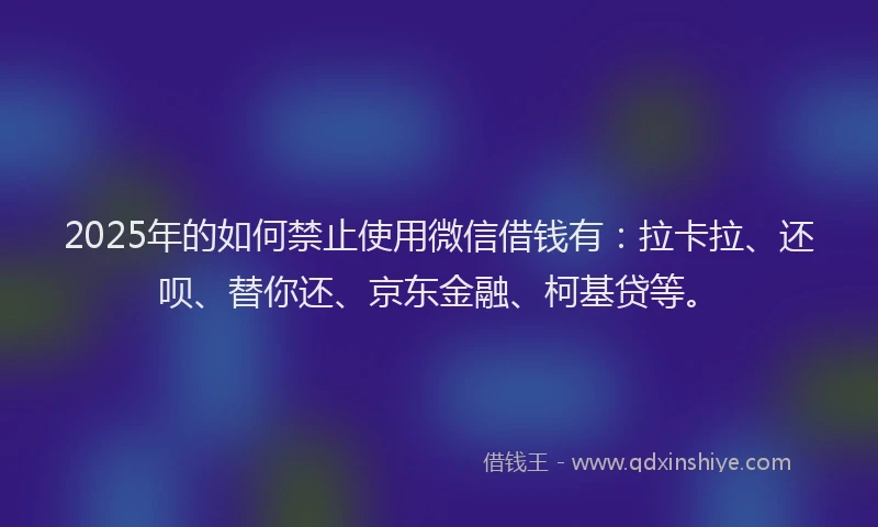 2025年的如何禁止使用微信借钱有：拉卡拉、还呗、替你还、京东金融、柯基贷等。