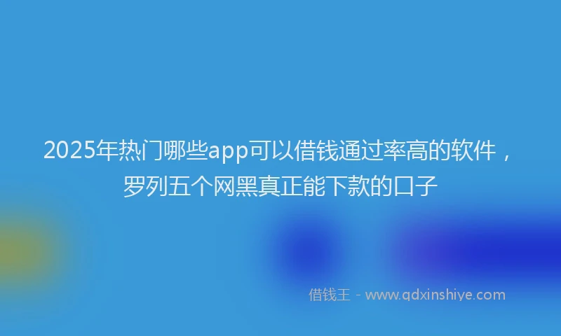 2025年热门哪些app可以借钱通过率高的软件，罗列五个网黑真正能下款的口子