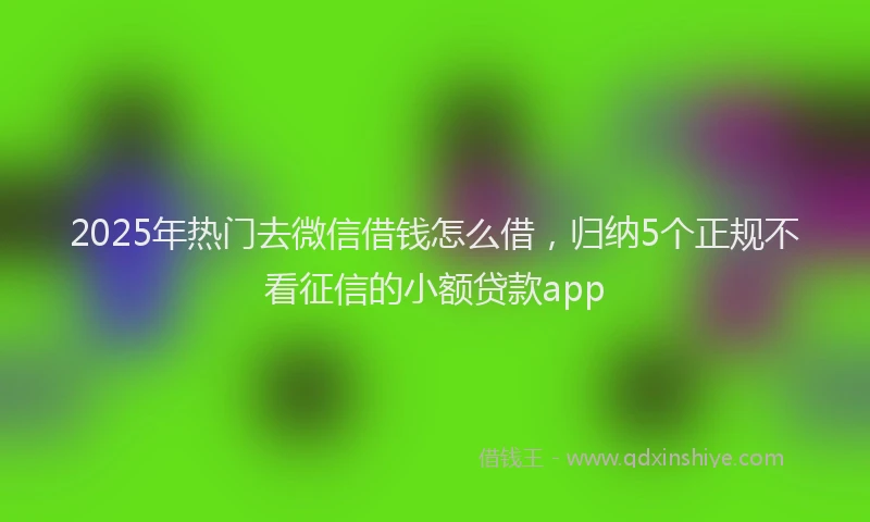 2025年热门去微信借钱怎么借，归纳5个正规不看征信的小额贷款app