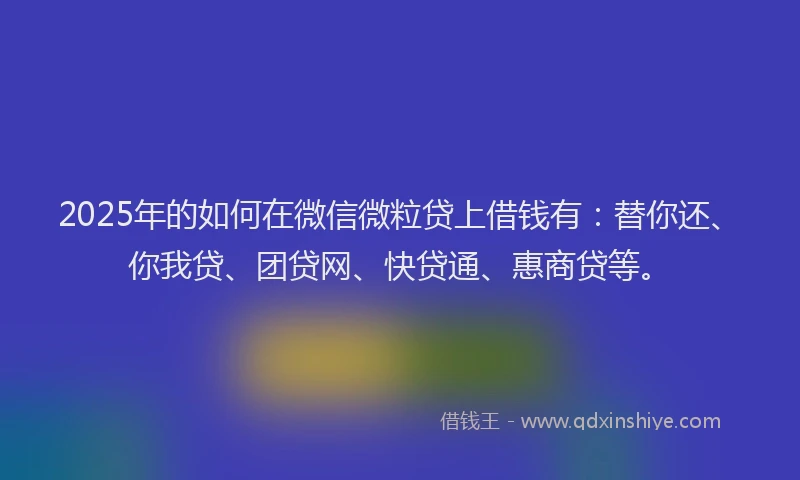 2025年的如何在微信微粒贷上借钱有：替你还、你我贷、团贷网、快贷通、惠商贷等。