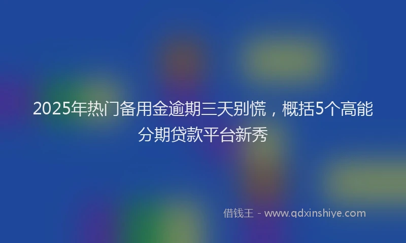 2025年热门备用金逾期三天别慌，概括5个高能分期贷款平台新秀
