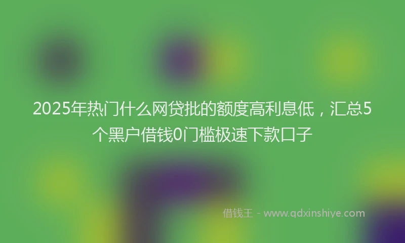 2025年热门什么网贷批的额度高利息低，汇总5个黑户借钱0门槛极速下款口子