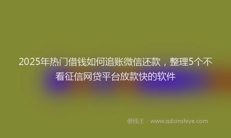 2025年热门借钱如何追账微信还款，整理5个不看征信网贷平台放款快的软件