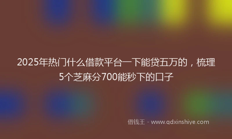 2025年热门什么借款平台一下能贷五万的，梳理5个芝麻分700能秒下的口子
