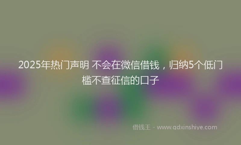 2025年热门声明 不会在微信借钱，归纳5个低门槛不查征信的口子