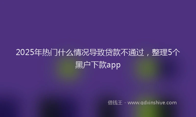 2025年热门什么情况导致贷款不通过，整理5个黑户下款app