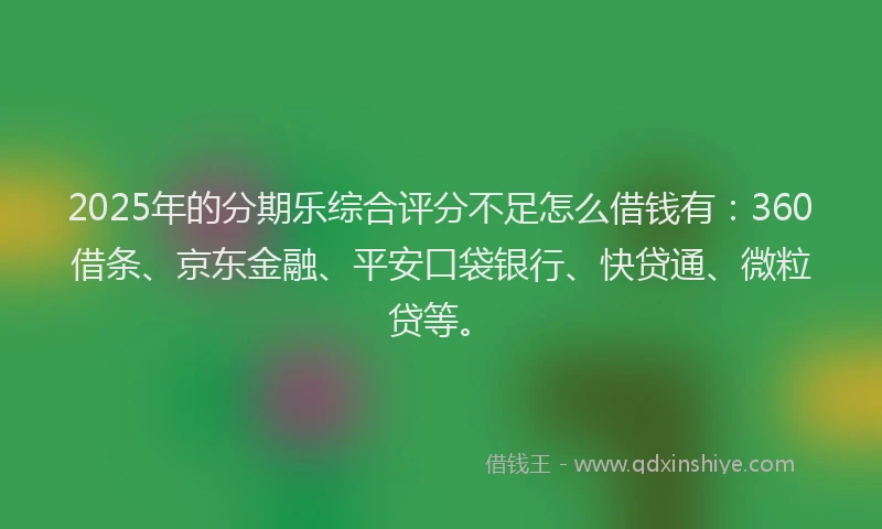 2025年的分期乐综合评分不足怎么借钱有：360借条、京东金融、平安口袋银行、快贷通、微粒贷等。