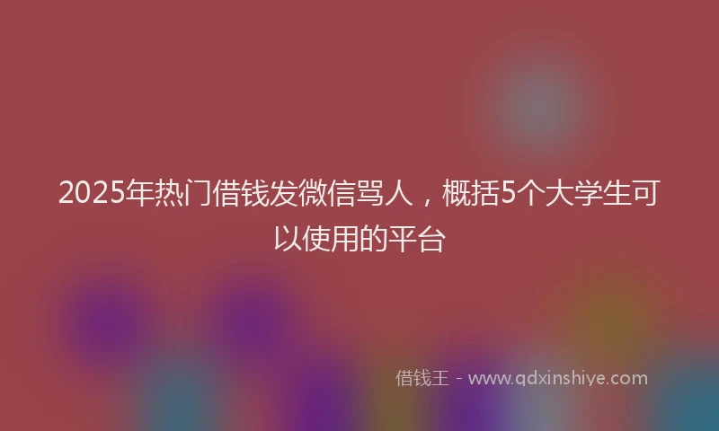 2025年热门借钱发微信骂人，概括5个大学生可以使用的平台