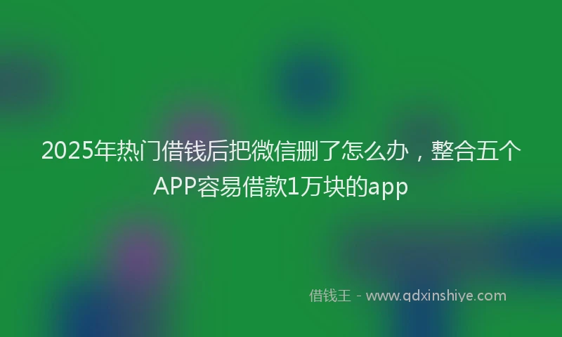 2025年热门借钱后把微信删了怎么办，整合五个APP容易借款1万块的app