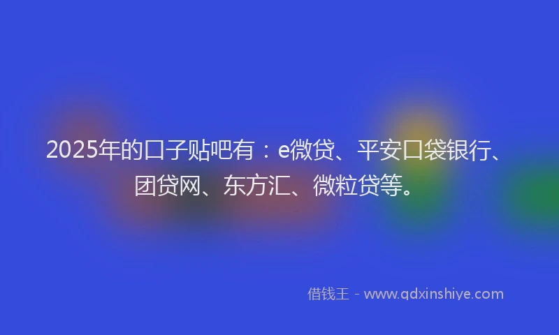 2025年的口子贴吧有：e微贷、平安口袋银行、团贷网、东方汇、微粒贷等。