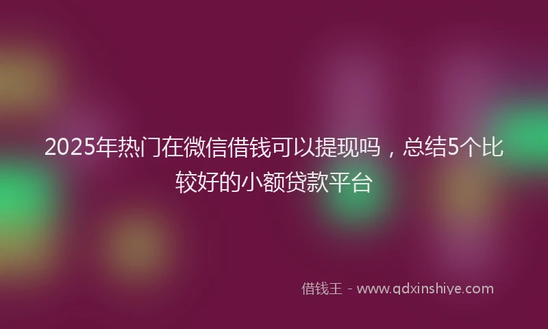 2025年热门在微信借钱可以提现吗，总结5个比较好的小额贷款平台