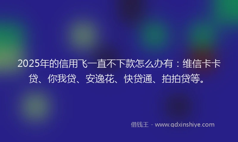 2025年的信用飞一直不下款怎么办有：维信卡卡贷、你我贷、安逸花、快贷通、拍拍贷等。
