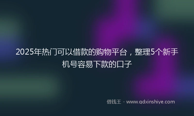2025年热门可以借款的购物平台，整理5个新手机号容易下款的口子
