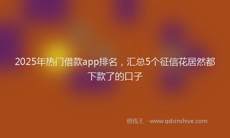 2025年热门借款app排名，汇总5个征信花居然都下款了的口子