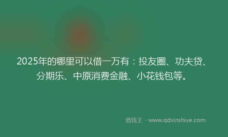 2025年的哪里可以借一万有：投友圈、功夫贷、分期乐、中原消费金融、小花钱包等。