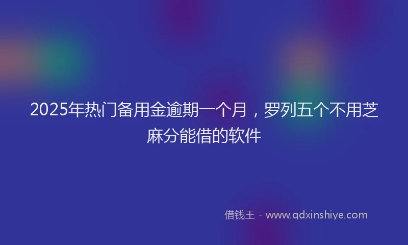 2025年热门备用金逾期一个月，罗列五个不用芝麻分能借的软件