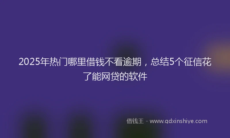 2025年热门哪里借钱不看逾期，总结5个征信花了能网贷的软件