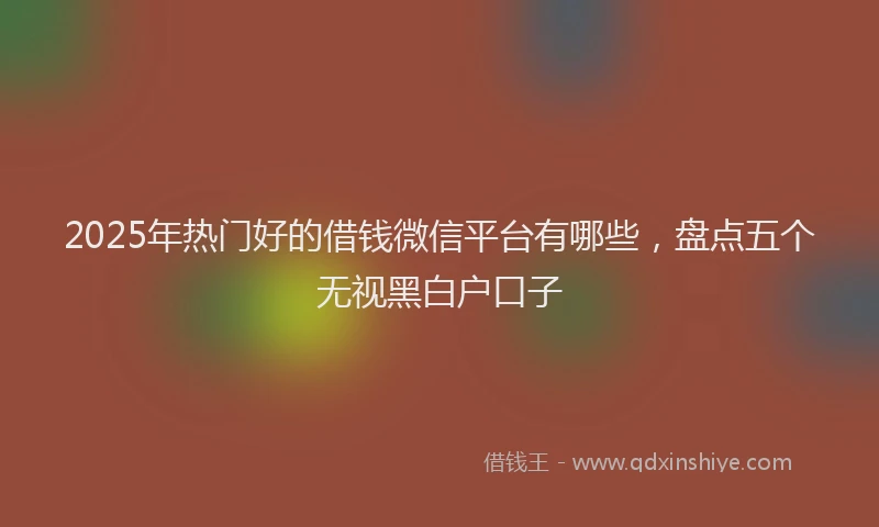2025年热门好的借钱微信平台有哪些，盘点五个无视黑白户口子