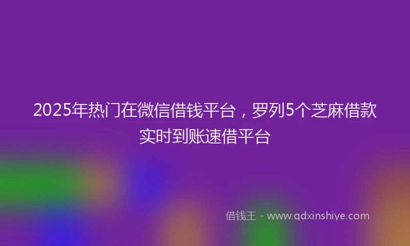 2025年热门在微信借钱平台，罗列5个芝麻借款实时到账速借平台