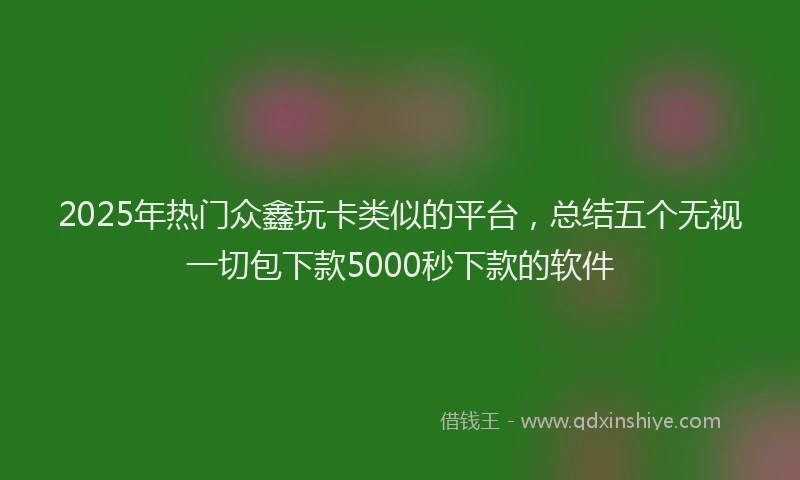 2025年热门众鑫玩卡类似的平台，总结五个无视一切包下款5000秒下款的软件