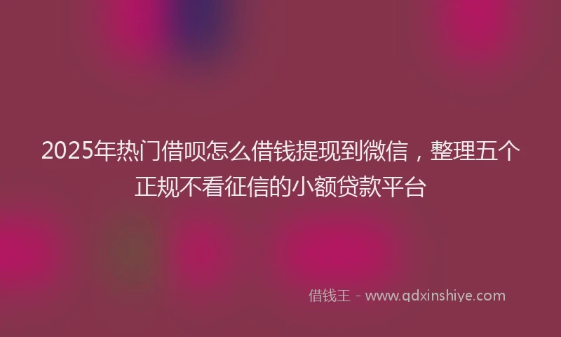 2025年热门借呗怎么借钱提现到微信，整理五个正规不看征信的小额贷款平台