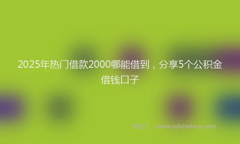 2025年热门借款2000哪能借到，分享5个公积金借钱口子