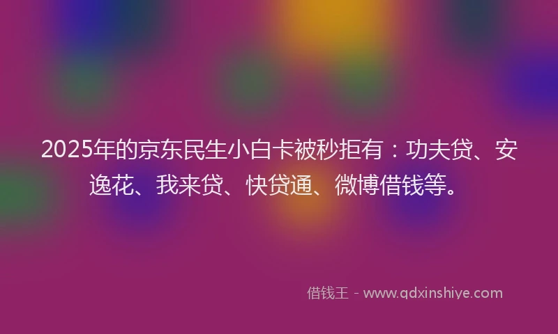 2025年的京东民生小白卡被秒拒有：功夫贷、安逸花、我来贷、快贷通、微博借钱等。