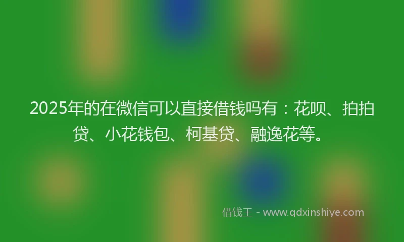 2025年的在微信可以直接借钱吗有：花呗、拍拍贷、小花钱包、柯基贷、融逸花等。