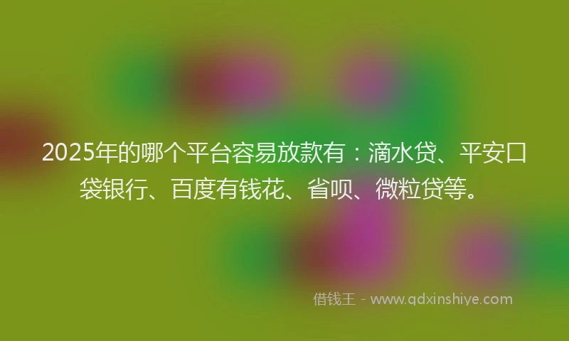 2025年的哪个平台容易放款有：滴水贷、平安口袋银行、百度有钱花、省呗、微粒贷等。