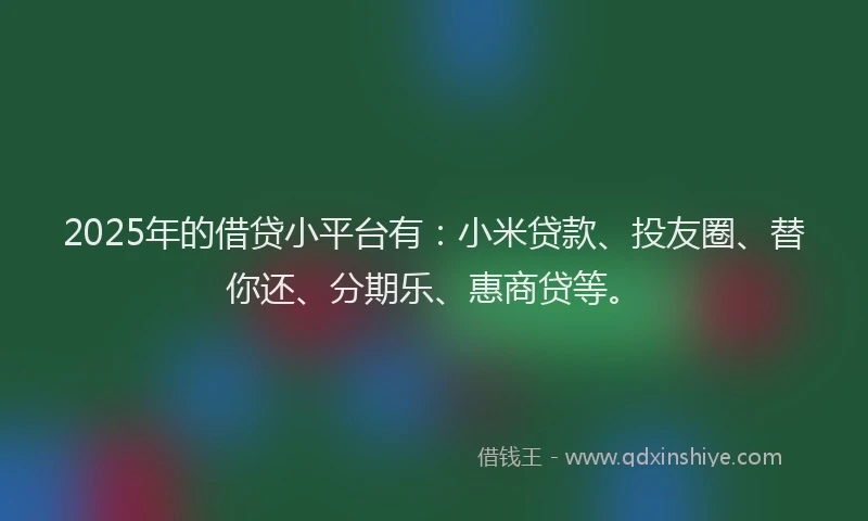 2025年的借贷小平台有：小米贷款、投友圈、替你还、分期乐、惠商贷等。