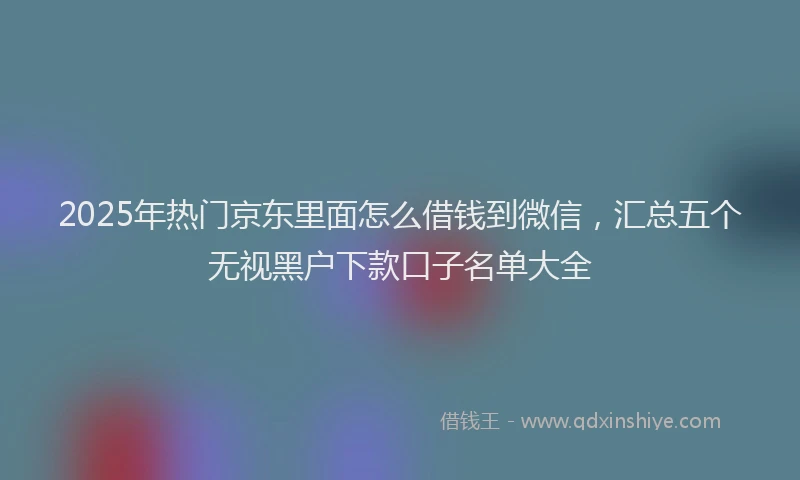 2025年热门京东里面怎么借钱到微信，汇总五个无视黑户下款口子名单大全