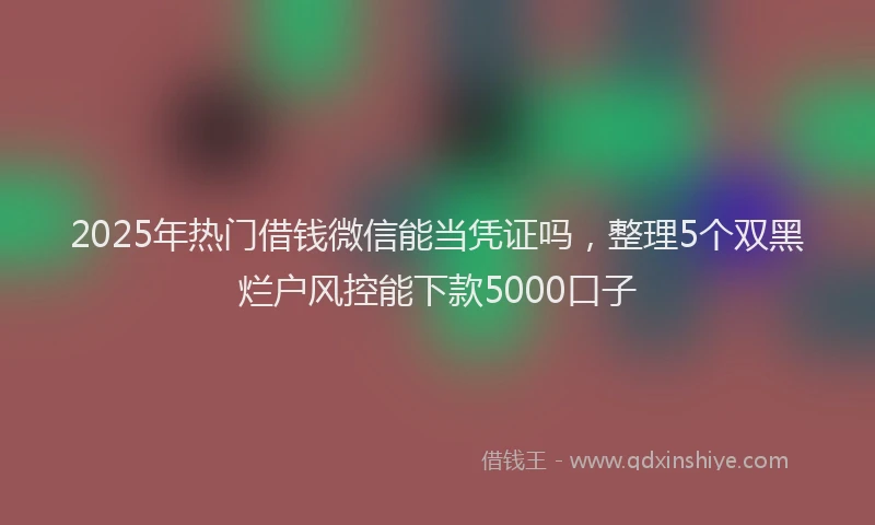2025年热门借钱微信能当凭证吗，整理5个双黑烂户风控能下款5000口子