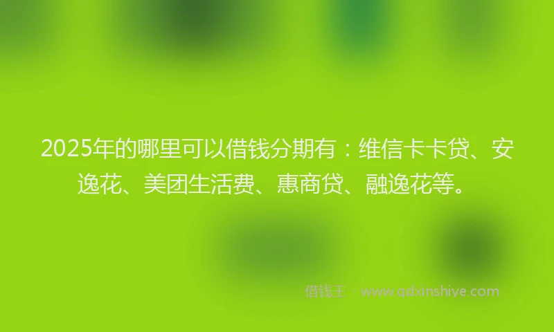 2025年的哪里可以借钱分期有：维信卡卡贷、安逸花、美团生活费、惠商贷、融逸花等。