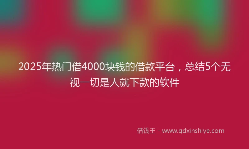 2025年热门借4000块钱的借款平台，总结5个无视一切是人就下款的软件