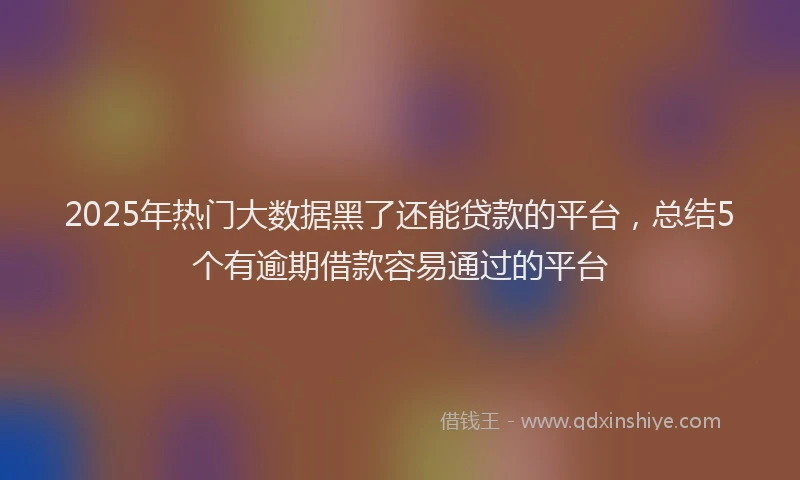 2025年热门大数据黑了还能贷款的平台，总结5个有逾期借款容易通过的平台
