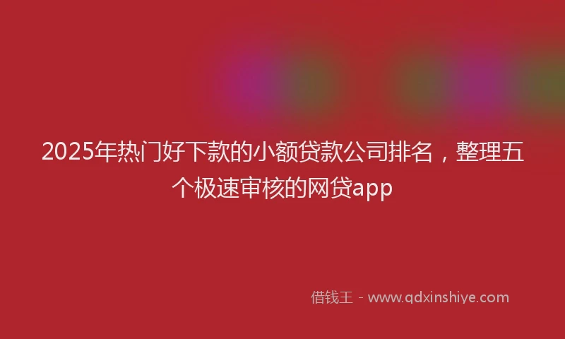 2025年热门好下款的小额贷款公司排名，整理五个极速审核的网贷app