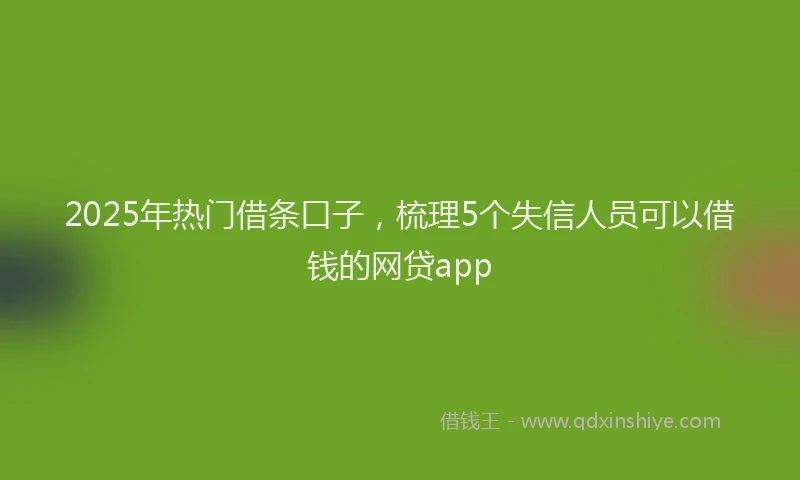 2025年热门借条口子，梳理5个失信人员可以借钱的网贷app
