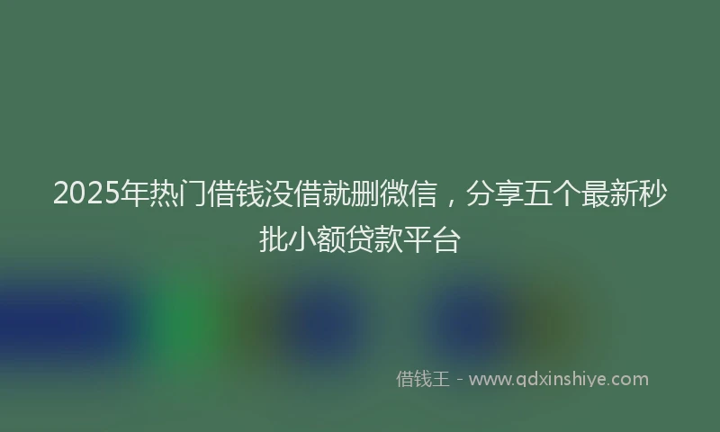 2025年热门借钱没借就删微信，分享五个最新秒批小额贷款平台